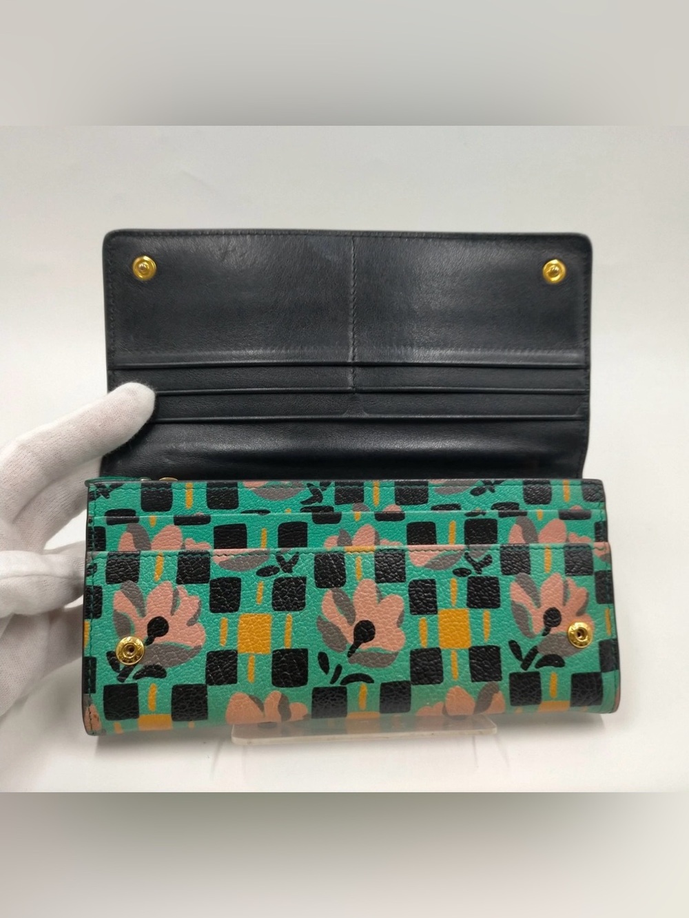 Like New Ultra Rare Prada Madras St. Pense Bifold Long Wallet View 4